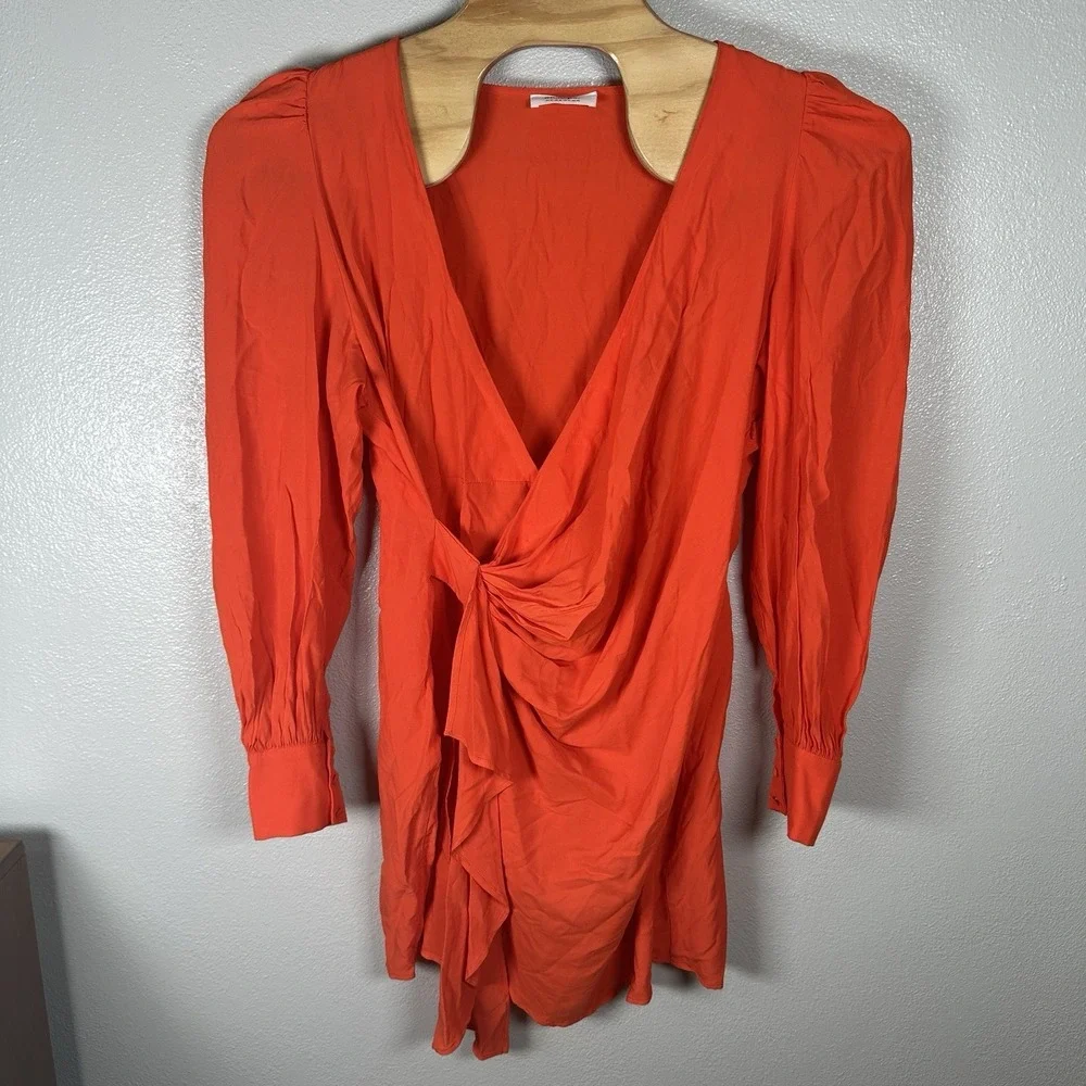 showpo orange mini dress Frances Mini Linen Blend Dress - Ruched Lace Up Back Dress in Orange